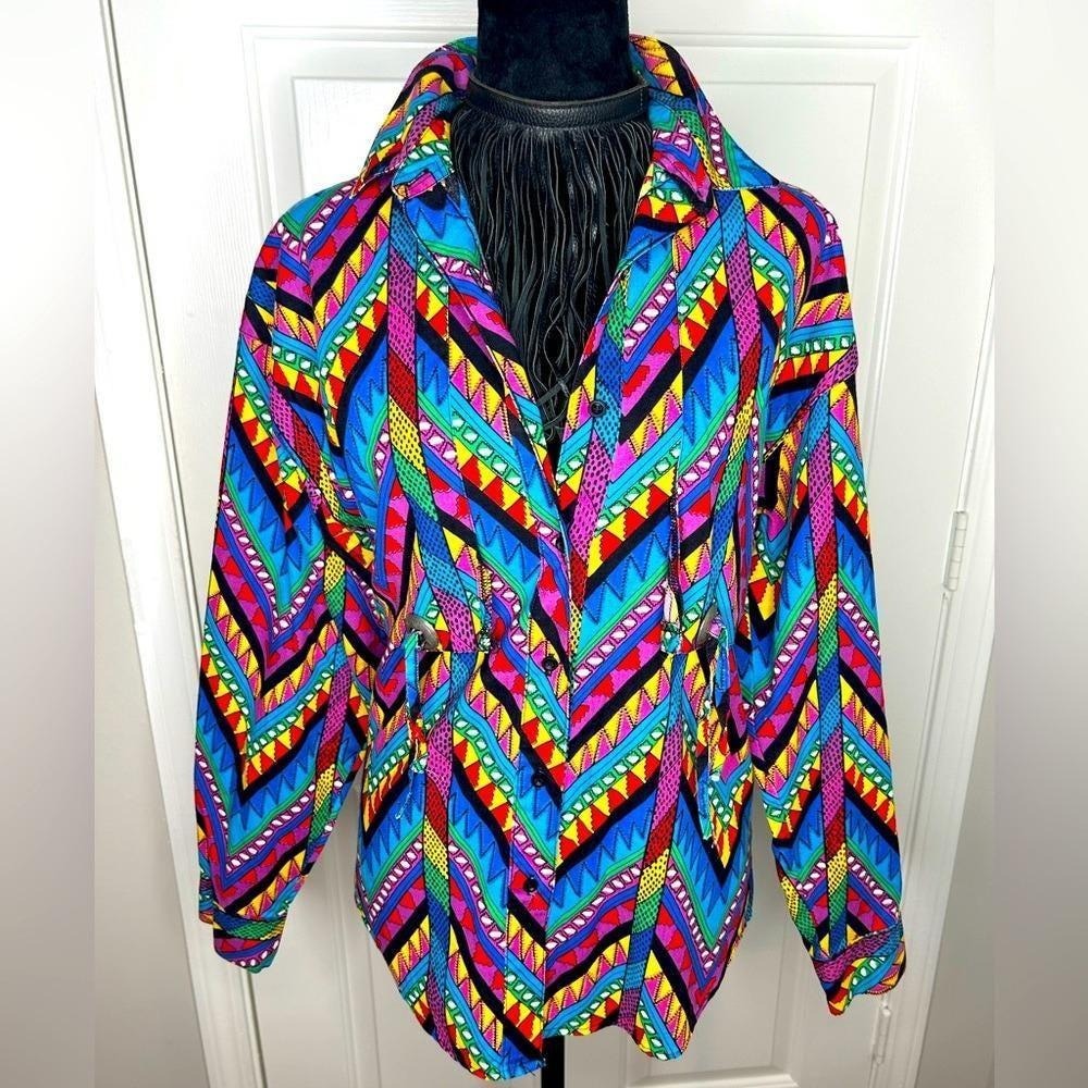 Wrangler Vintage Geometric colorblock  Print 90s‎ western top shirt